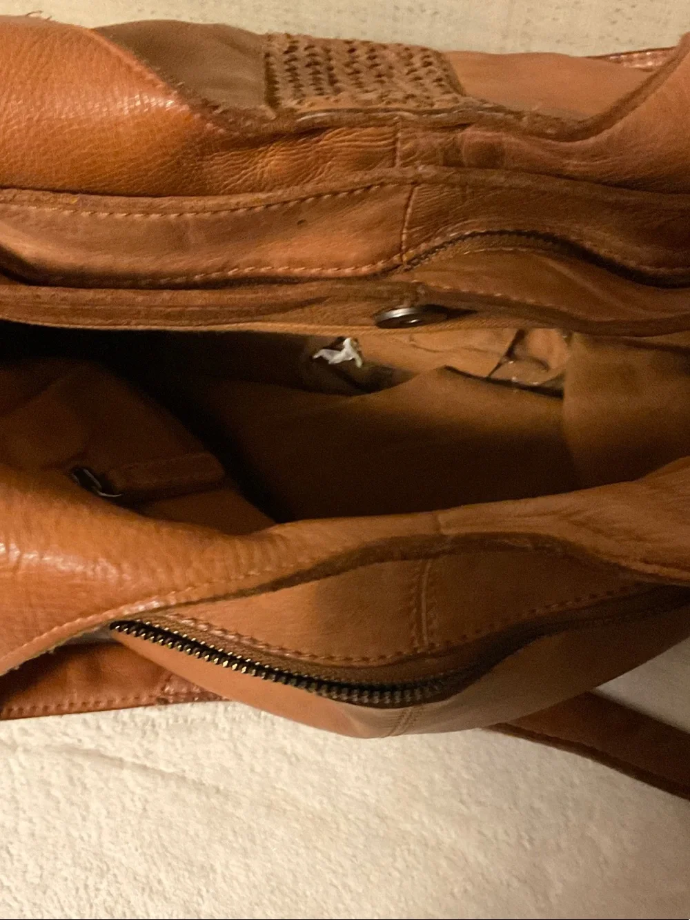 Woven Center Detail Hobo Bag in Brown